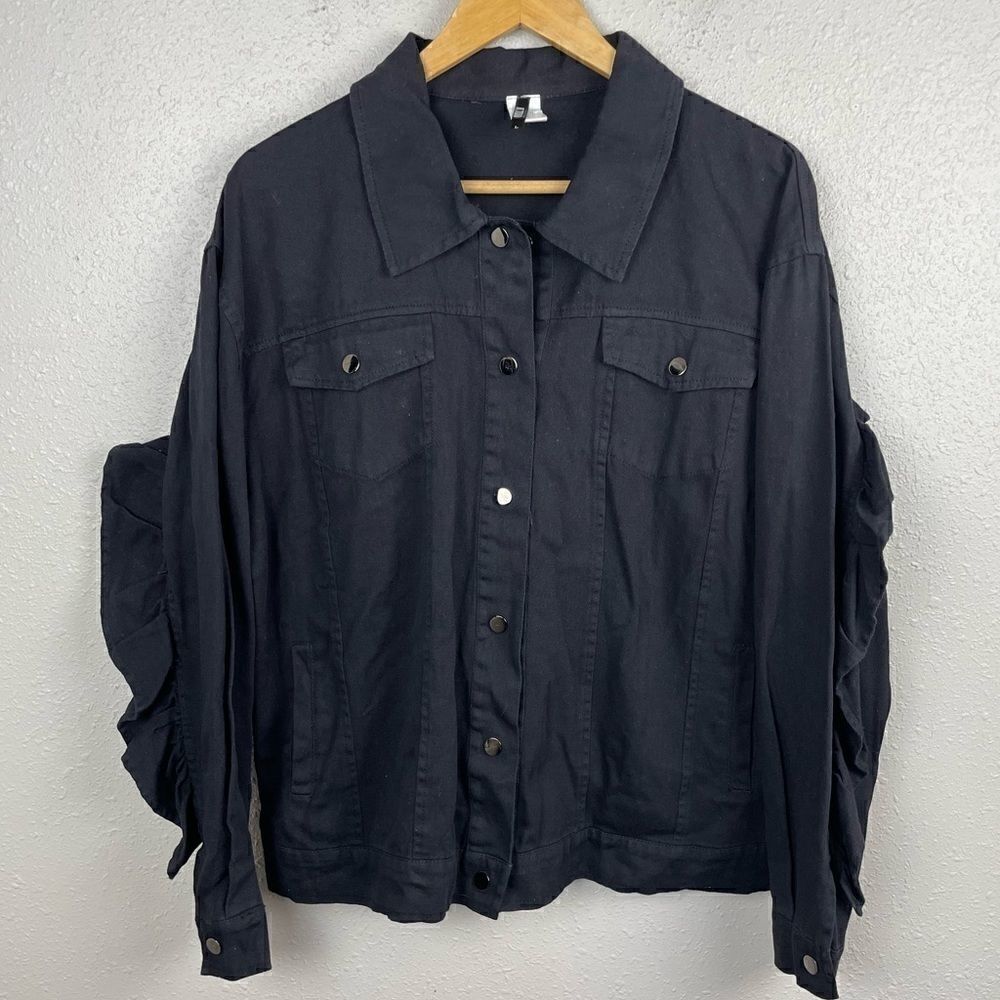KToo Black Western Button Down Shirt Size L EUC